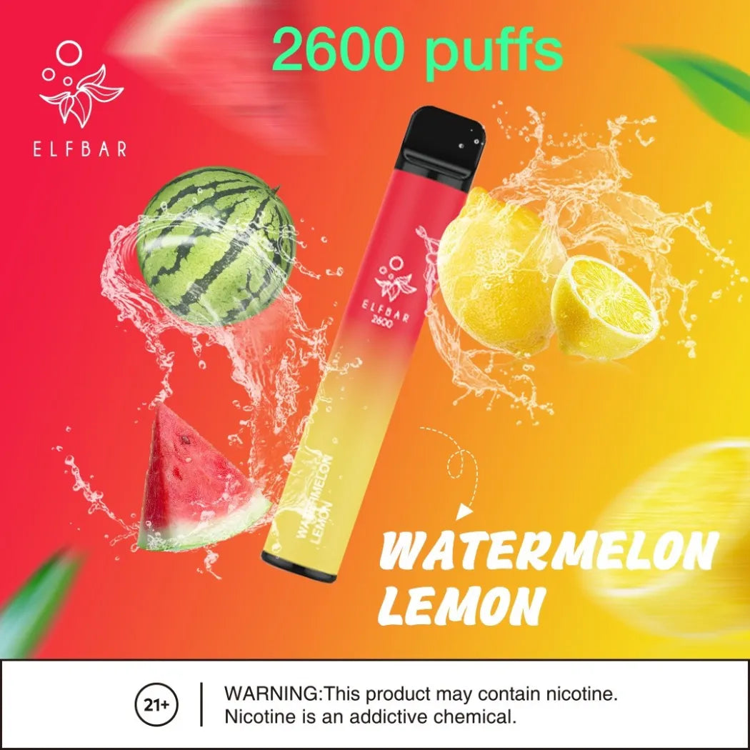 Watermelon Lemon - Elf Bar 2600 Puffs Disposable Vape 20mg in Dubai, UAE