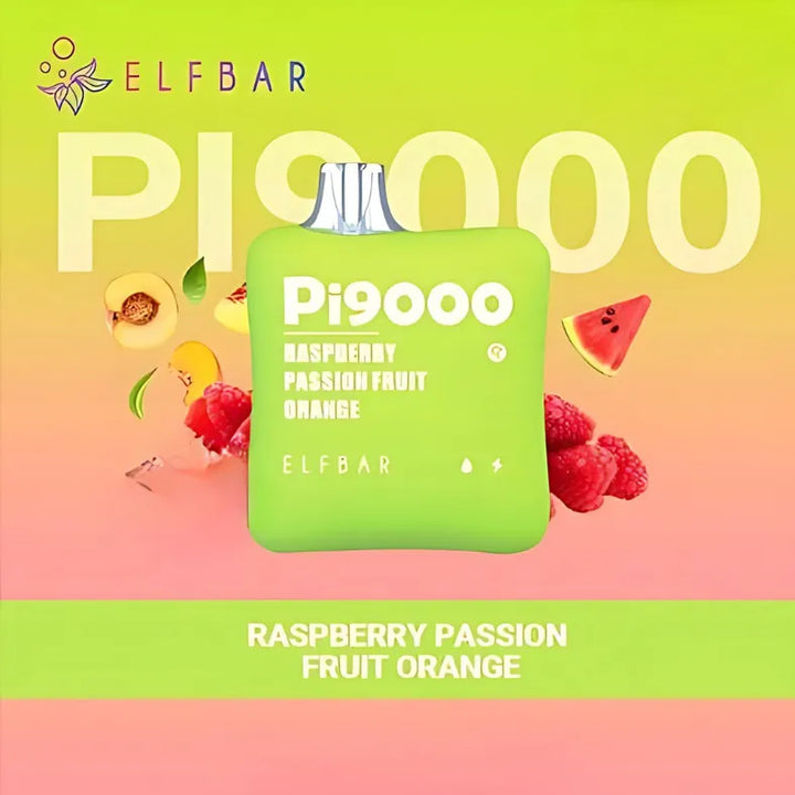Elf Bar Pi9000 Puffs Disposable Vape- Raspberry Passion Fruit Orange 