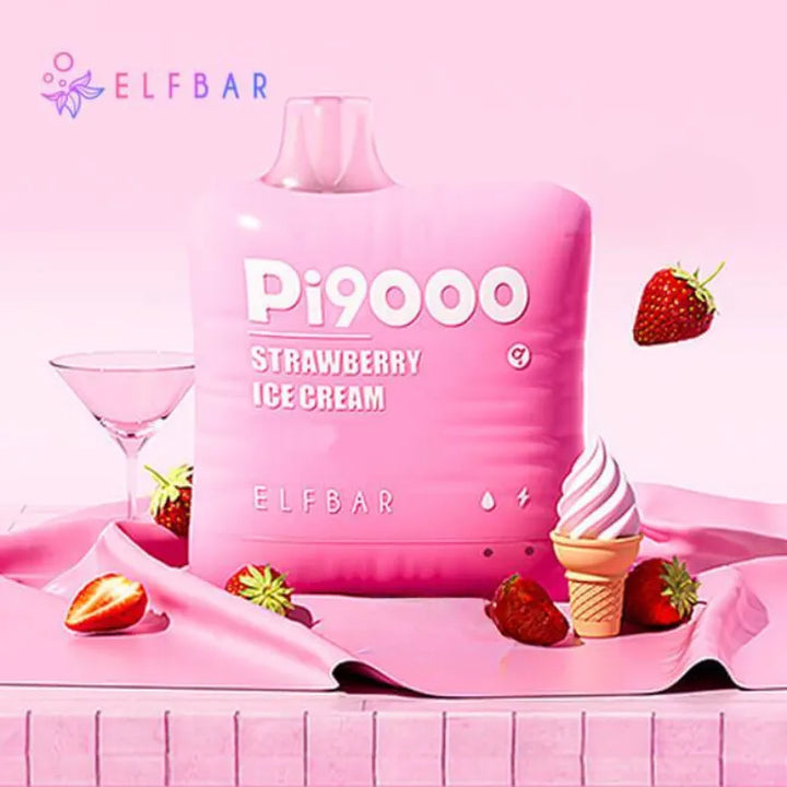 Elf Bar Pi9000 Puffs Disposable Vape- Strawberry Ice Cream 