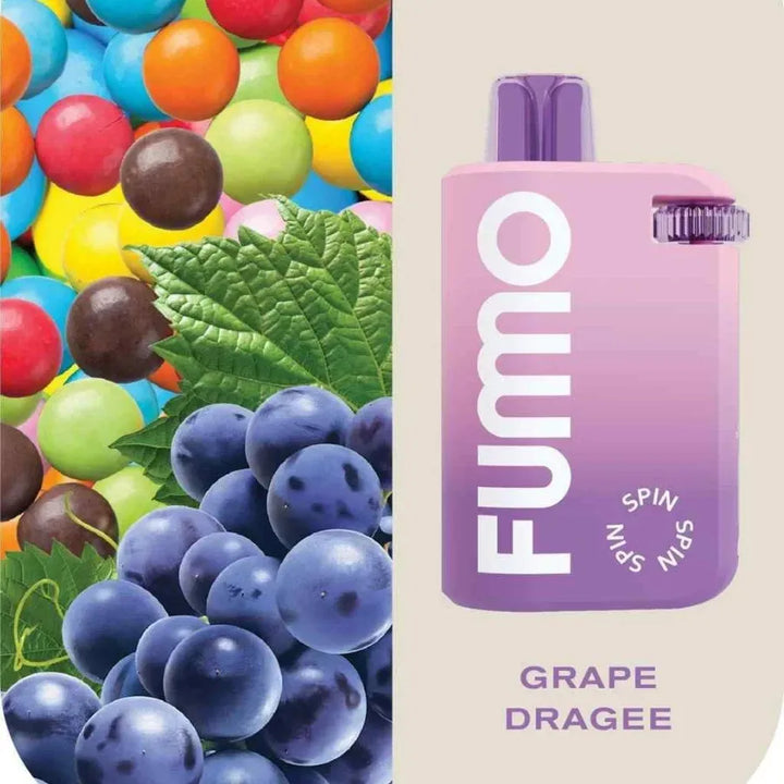 Grape Dragee - Fummo Spin 10000 Puffs Disposable Vape 20mg in Dubai, UAE