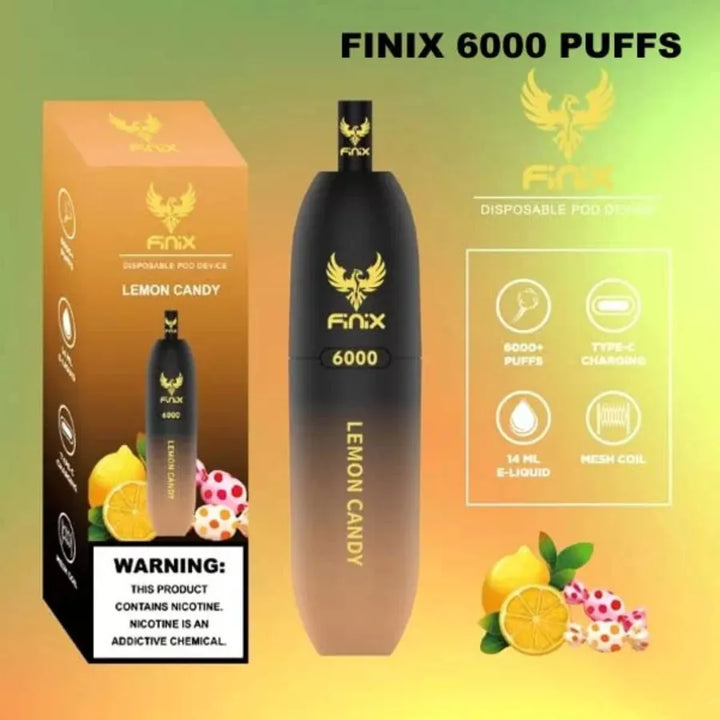 Lemon Candy   - Finix 6000 Puffs 50mg Disposable Vape In Dubai, UAE
