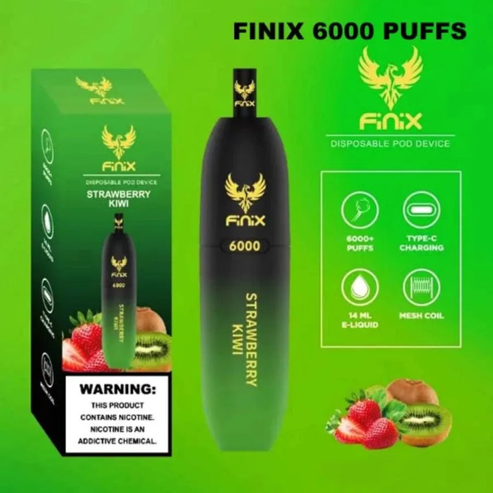 Strawberry Kiwi   - Finix 6000 Puffs 50mg Disposable Vape In Dubai, UAE
