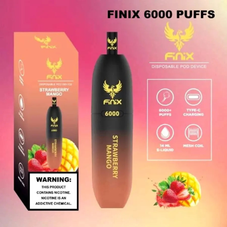 Strawberry mango   - Finix 6000 Puffs 50mg Disposable Vape In Dubai, UAE
