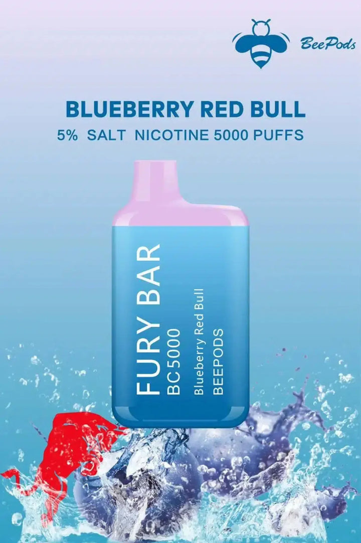 Blueberry Red Bull - Fury Bar 5000 Puffs Disposable Vape 50mg Bee Pods In Dubai, UAE 