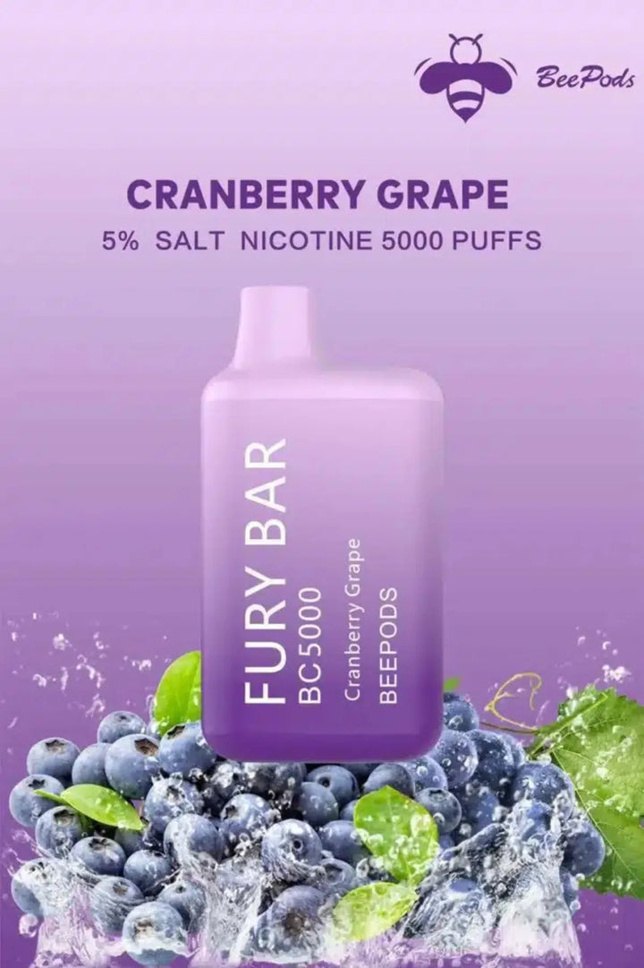 Cranberry Grape  - Fury Bar 5000 Puffs Disposable Vape 50mg Bee Pods In Dubai, UAE 
