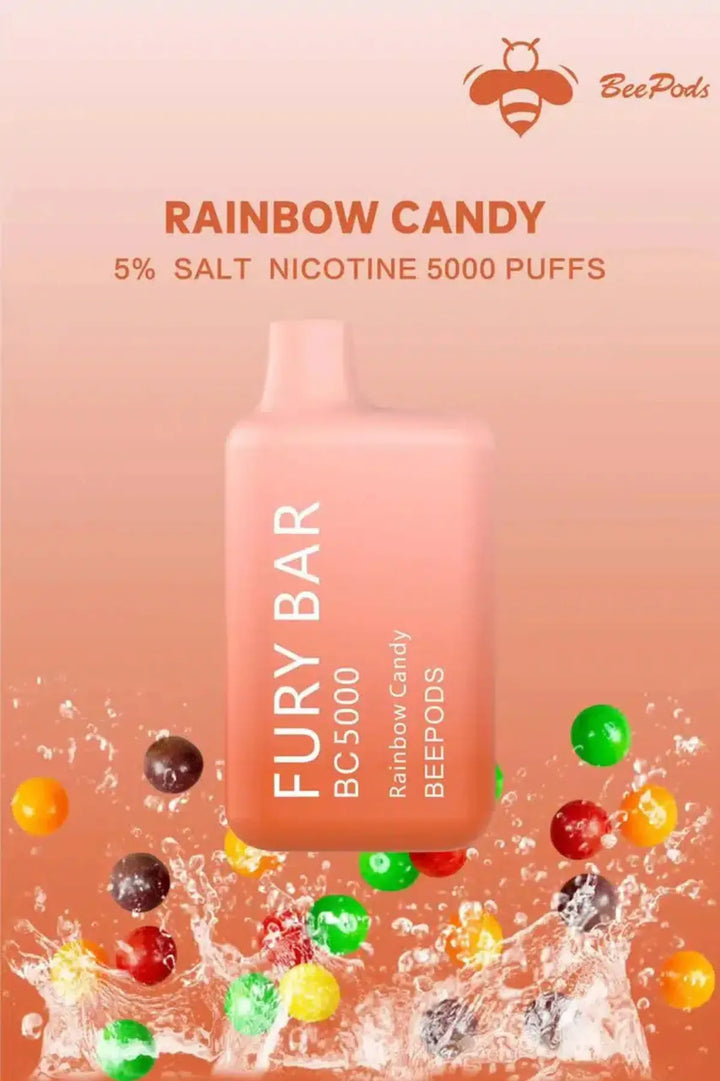 Rainbow Candy  - Fury Bar 5000 Puffs Disposable Vape 50mg Bee Pods In Dubai, UAE 