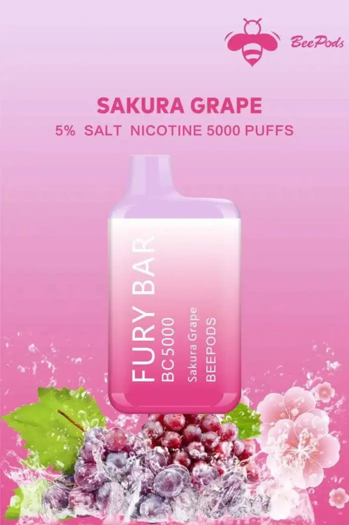 Sakura Grape  - Fury Bar 5000 Puffs Disposable Vape 50mg Bee Pods In Dubai, UAE 