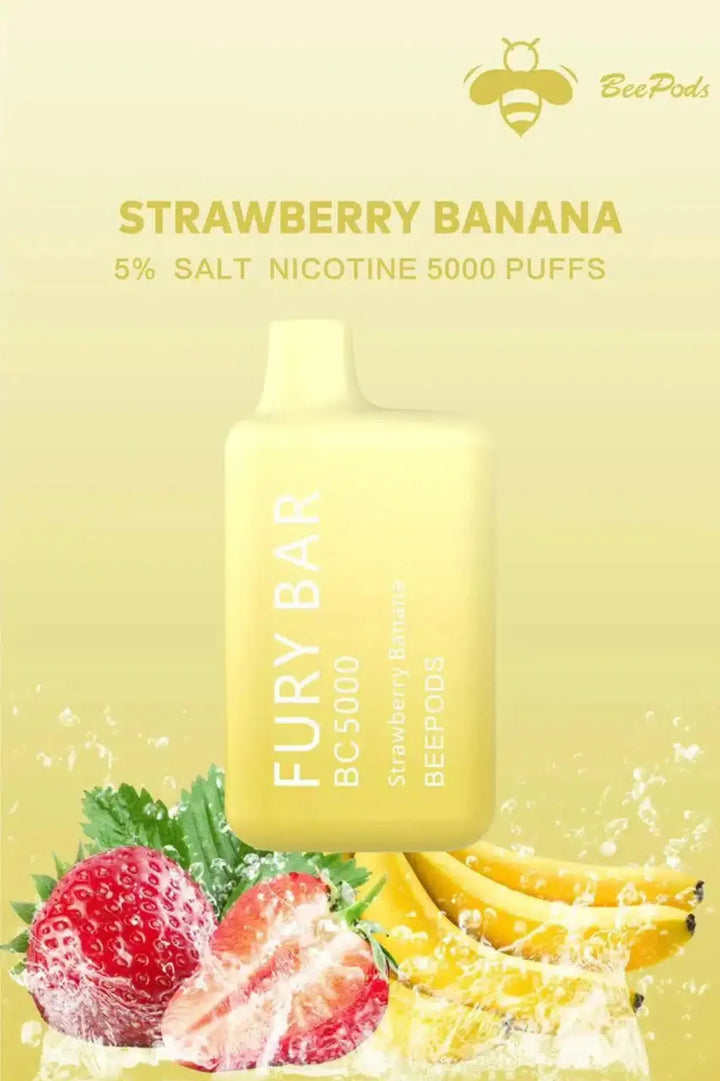 Strawberry Banana  - Fury Bar 5000 Puffs Disposable Vape 50mg Bee Pods In Dubai, UAE 