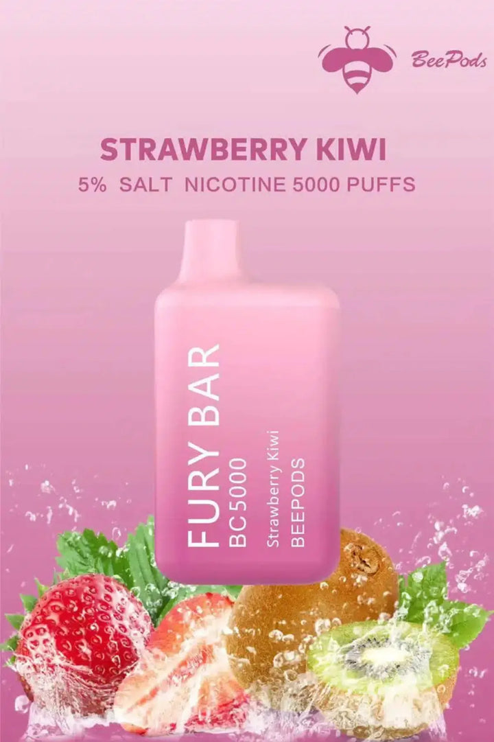 Strawberry Kiwi  - Fury Bar 5000 Puffs Disposable Vape 50mg Bee Pods In Dubai, UAE 