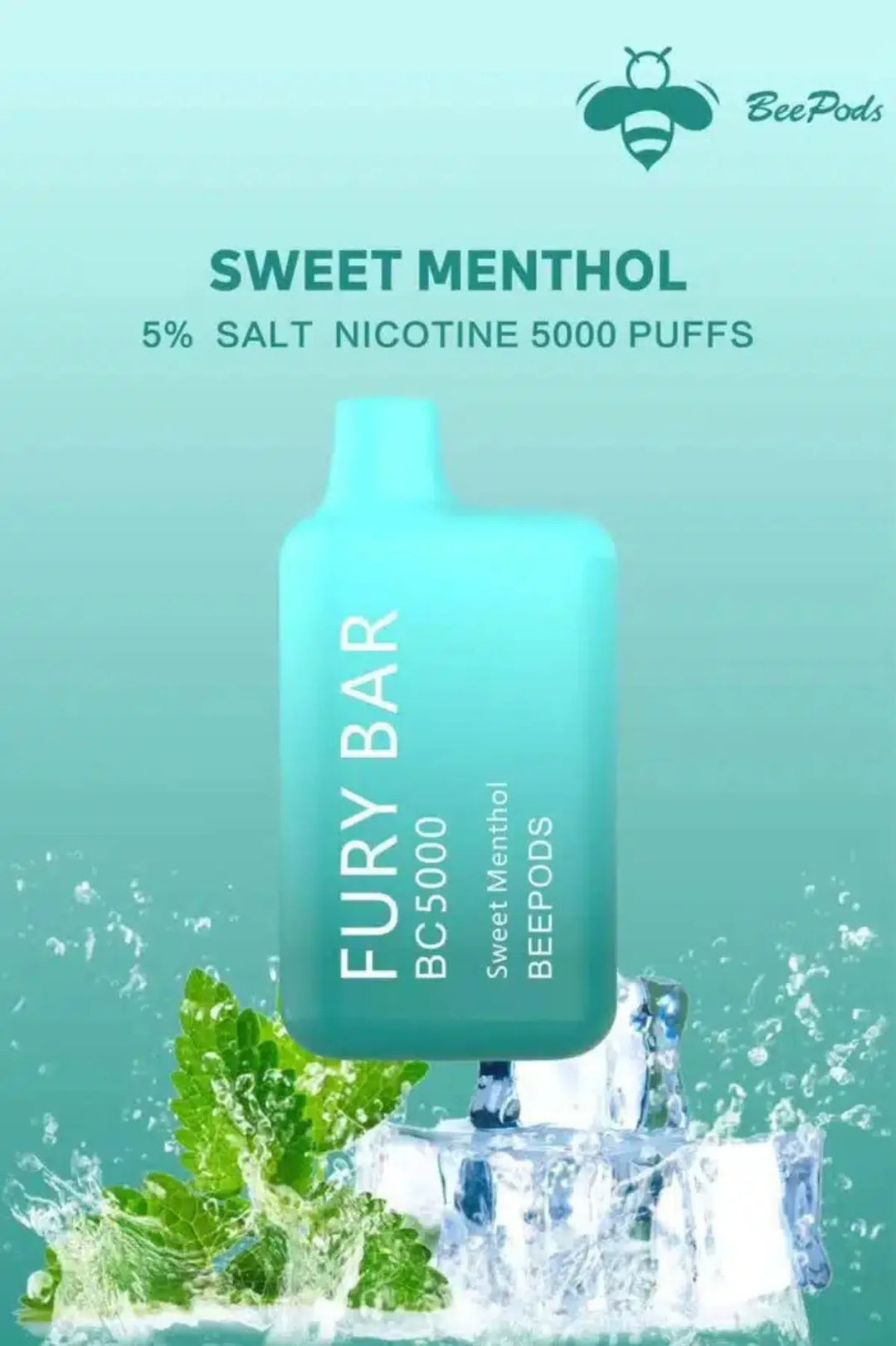 Sweet Menthol  - Fury Bar 5000 Puffs Disposable Vape 50mg Bee Pods In Dubai, UAE 