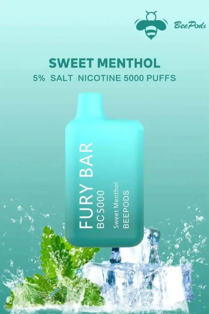 Sweet Menthol  - Fury Bar 5000 Puffs Disposable Vape 50mg Bee Pods In Dubai, UAE 