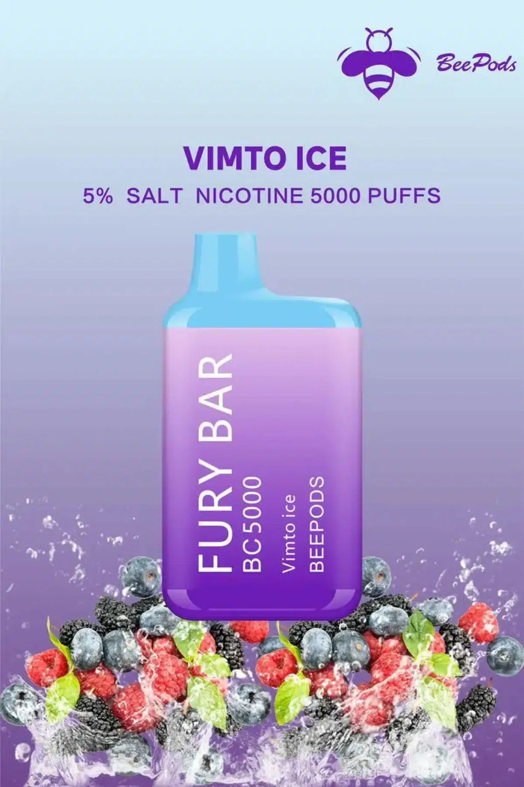 Vimto Ice  - Fury Bar 5000 Puffs Disposable Vape 50mg Bee Pods In Dubai, UAE 