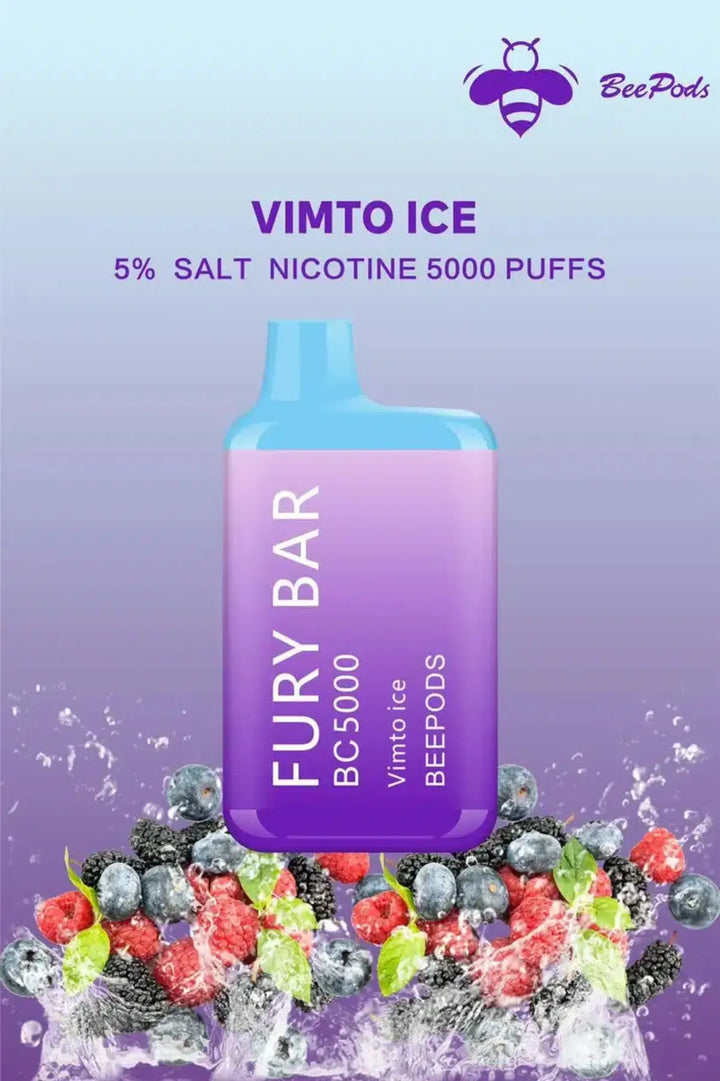 Vimto Ice  - Fury Bar 5000 Puffs Disposable Vape 50mg Bee Pods In Dubai, UAE 