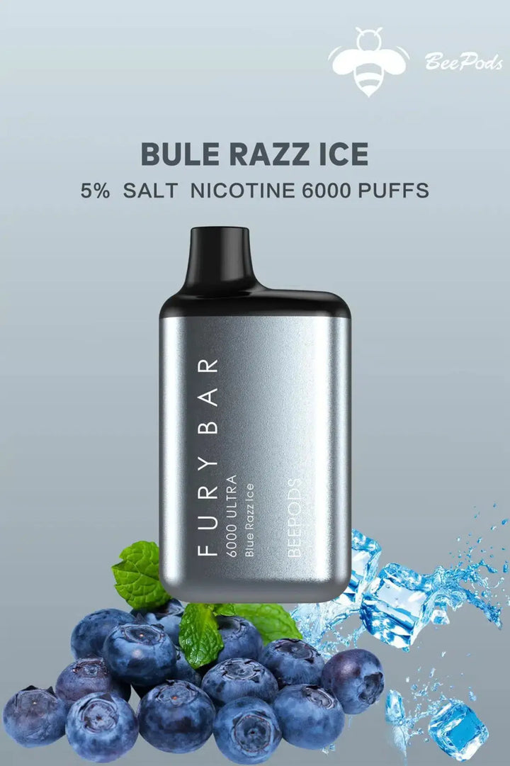 Blue Razz Ice - Fury Bar Ultra 6000 Puffs Disposable Vape Bee Pods in Dubai, UAE