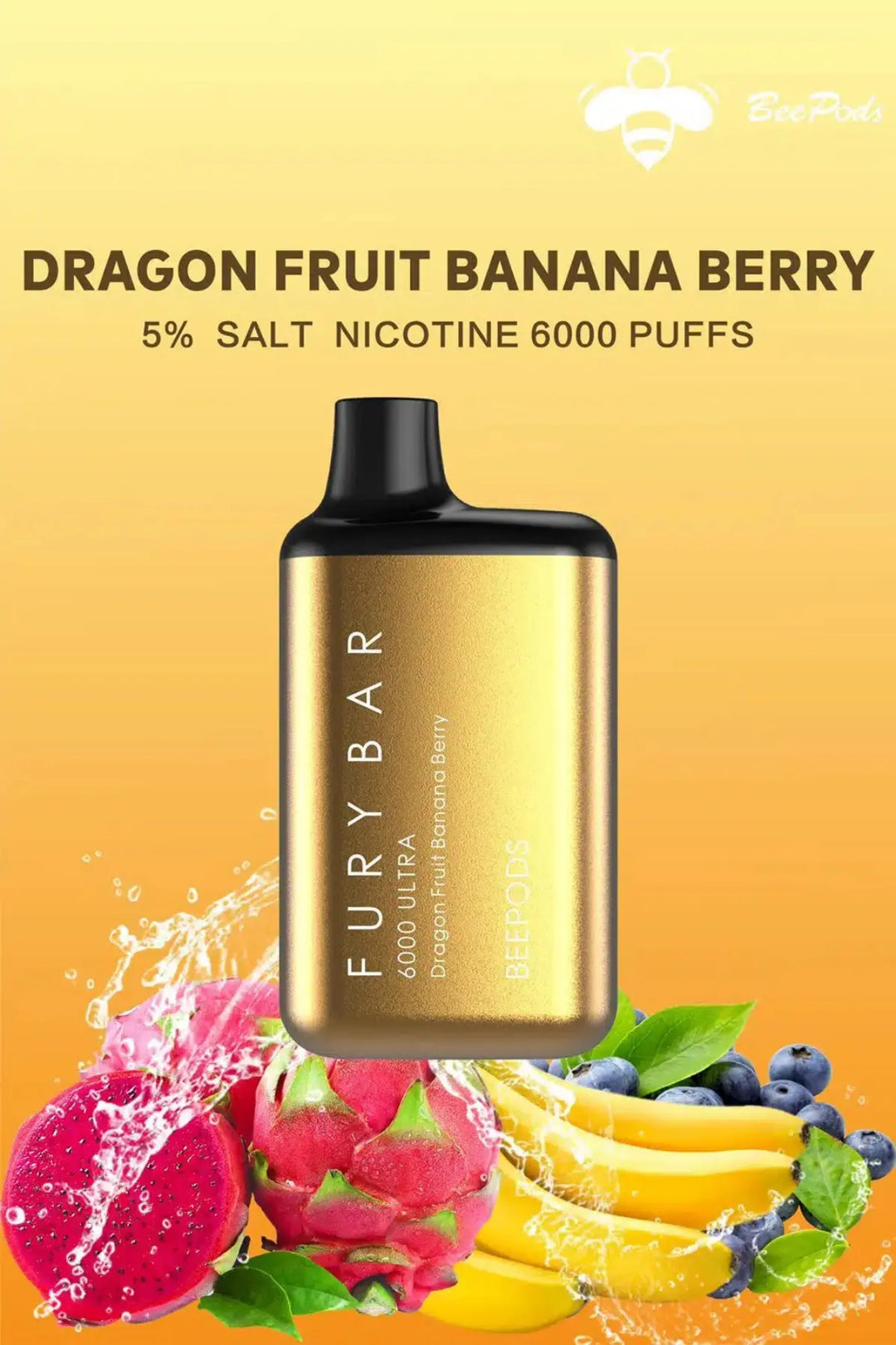 Dragon Fruit Banana Berry - Fury Bar Ultra 6000 Puffs Disposable Vape Bee Pods in Dubai, UAE