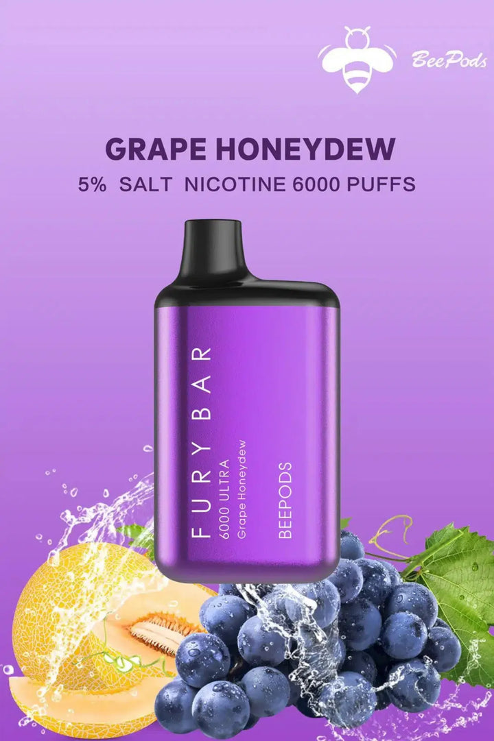 Grape Honeydew - Fury Bar Ultra 6000 Puffs Disposable Vape Bee Pods in Dubai, UAE