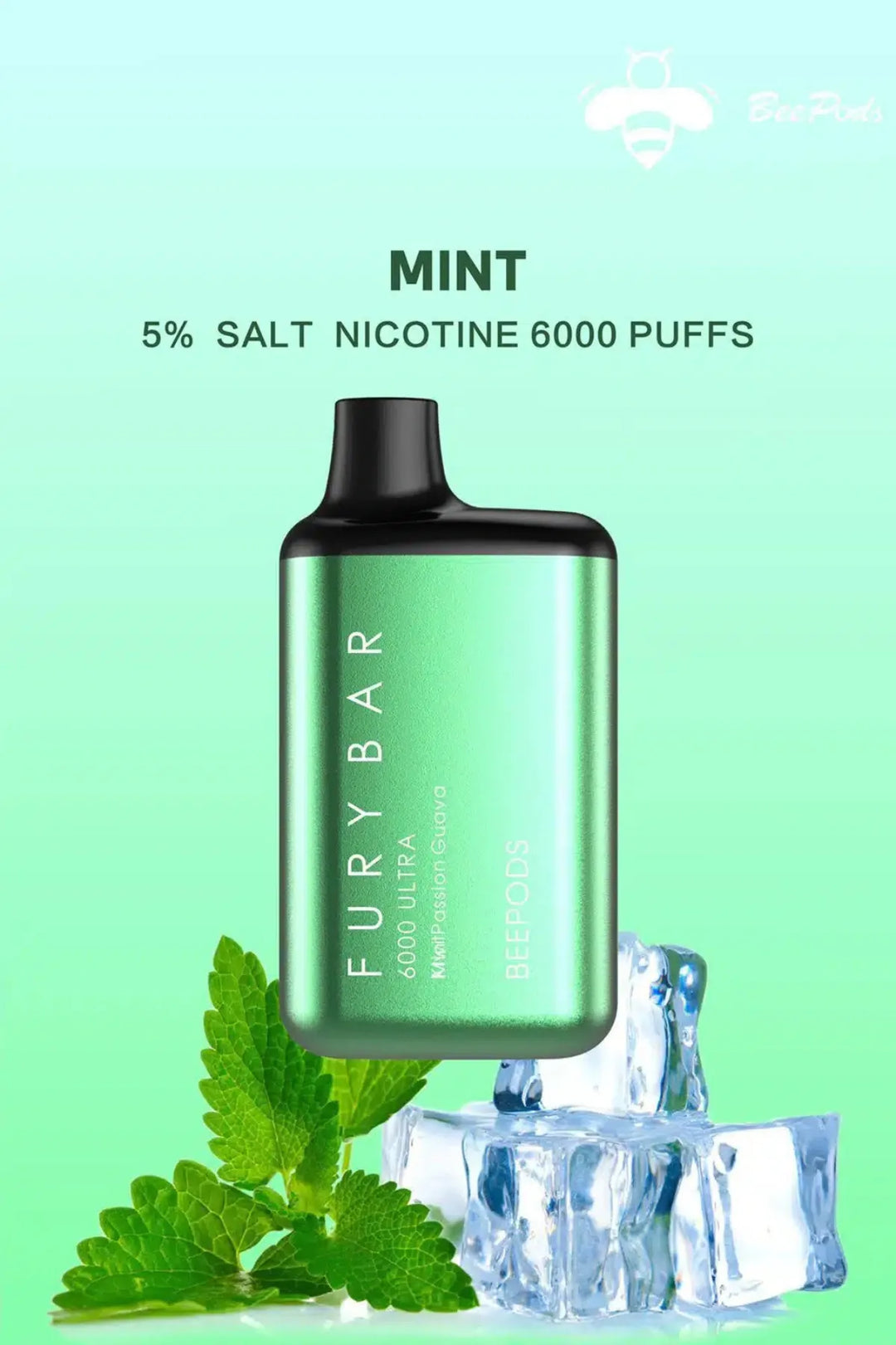 Mint - Fury Bar Ultra 6000 Puffs Disposable Vape Bee Pods in Dubai, UAE