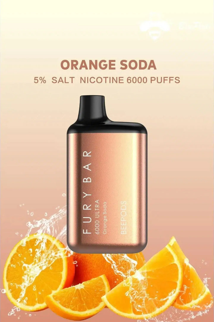 Orange Soda - Fury Bar Ultra 6000 Puffs Disposable Vape Bee Pods in Dubai, UAE
