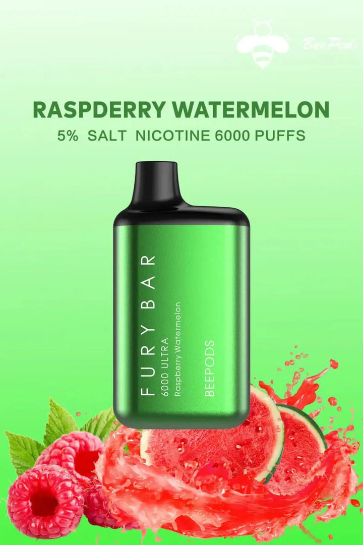 Raspberry Watermelon - Fury Bar Ultra 6000 Puffs Disposable Vape Bee Pods in Dubai, UAE