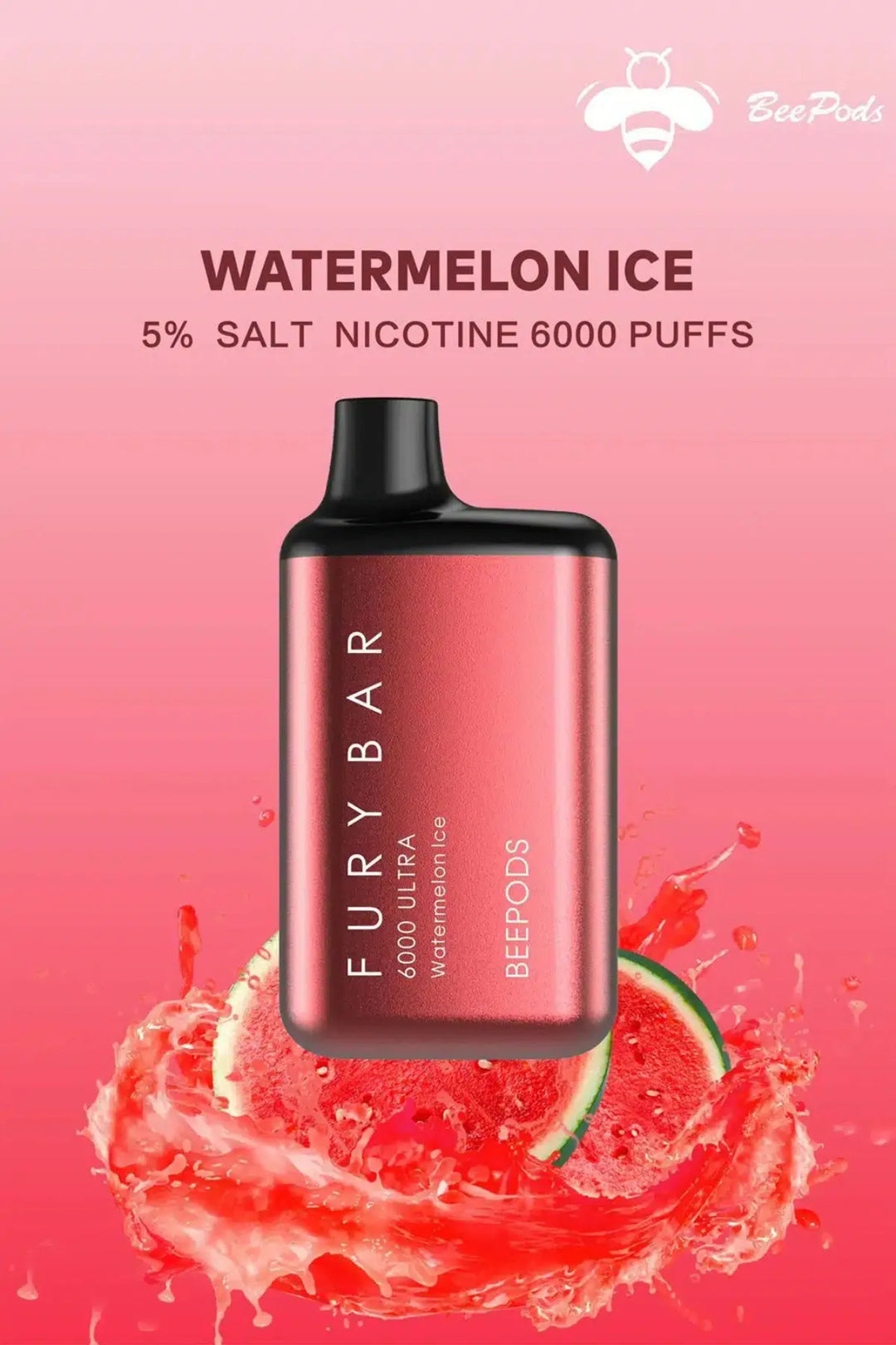 Watermelon Ice - Fury Bar Ultra 6000 Puffs Disposable Vape Bee Pods in Dubai, UAE