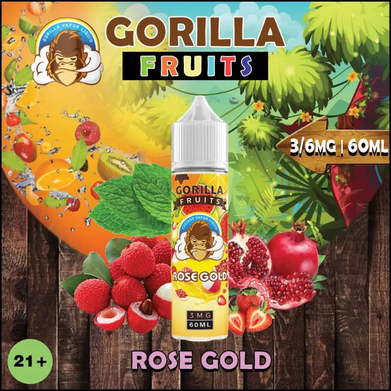 GORILLA 60ml E-LIQUID 3mg & 6mg -Rose Gold