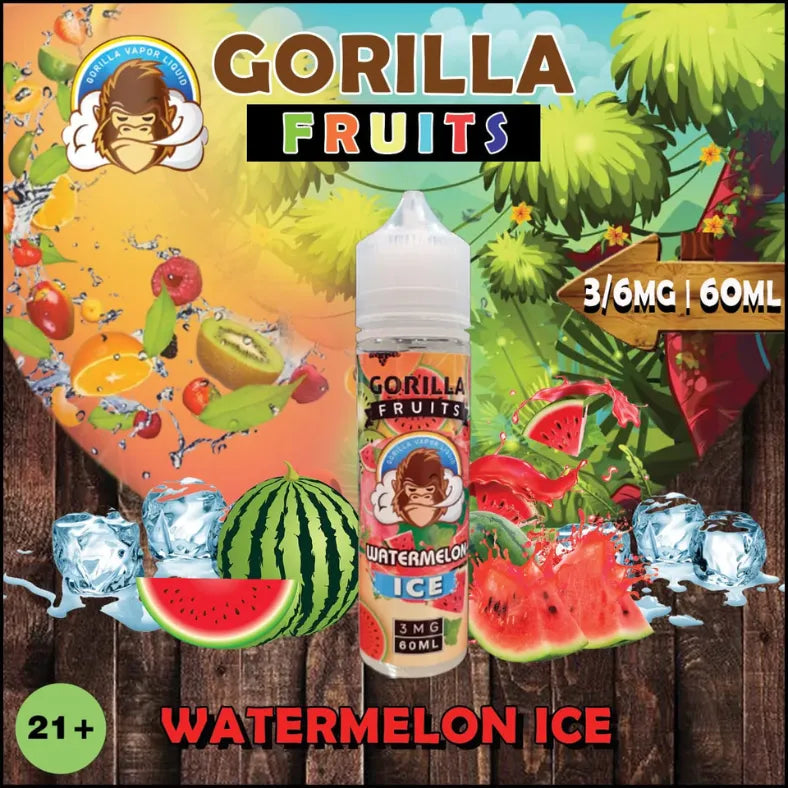 GORILLA 60ml E-LIQUID 3mg & 6mg -Watermelon Ice 