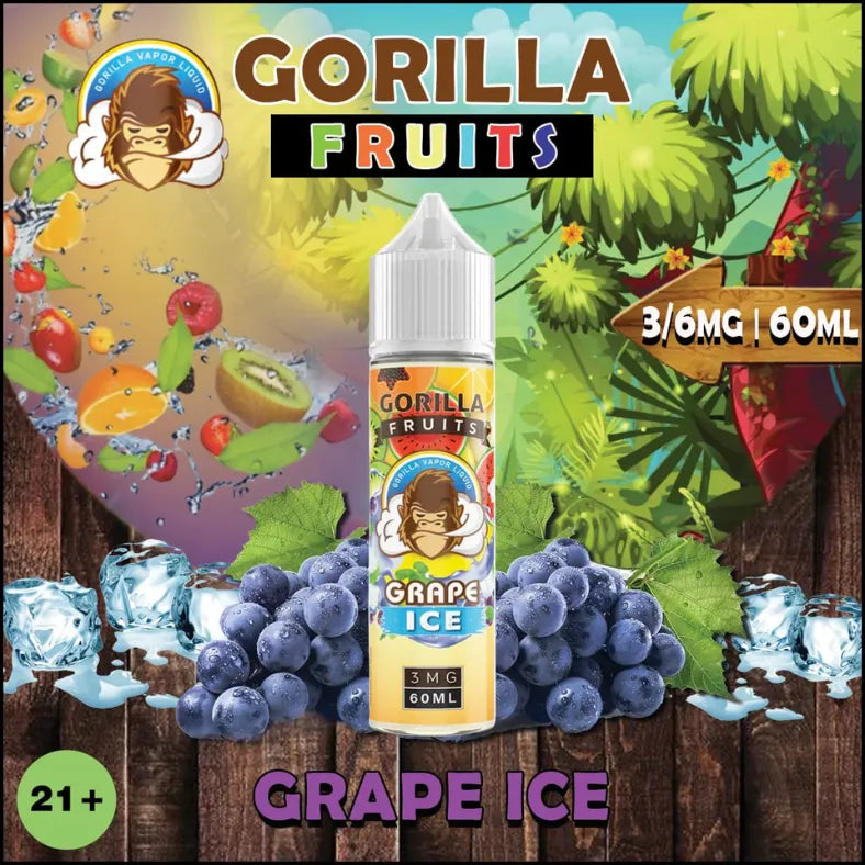 GORILLA 60ml E-LIQUID 3mg & 6mg - Grape Ice 