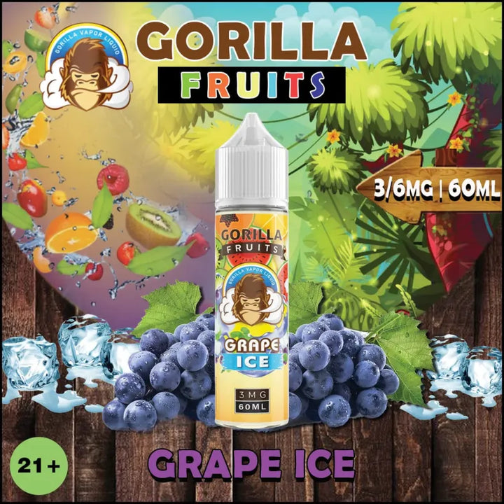 GORILLA 60ml E-LIQUID 3mg & 6mg - Grape Ice 