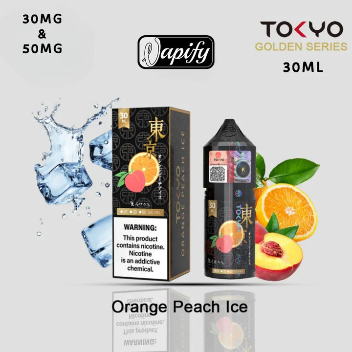 Golden Orange Peach Ice - Tokyo Golden Series Saltnic 30ml E-liquid in Dubai, UAE