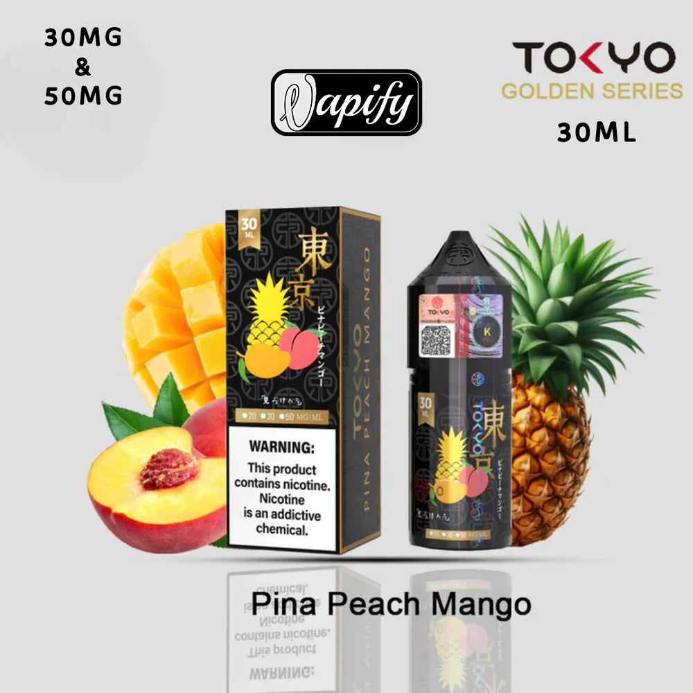  Golden Pina Peach Mango - Tokyo Golden Series Saltnic 30ml E-liquid in Dubai, UAE