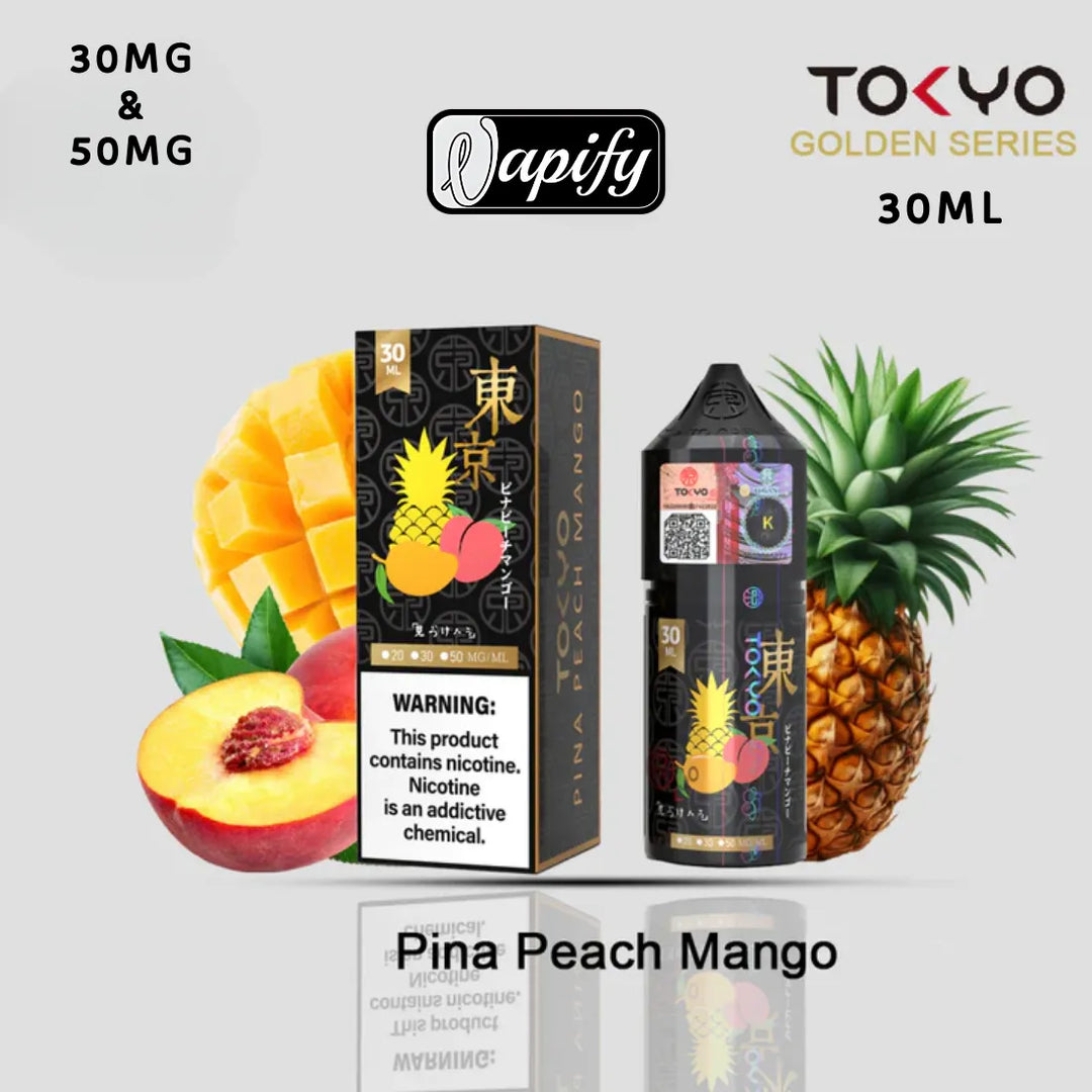  Golden Pina Peach Mango - Tokyo Golden Series Saltnic 30ml E-liquid in Dubai, UAE