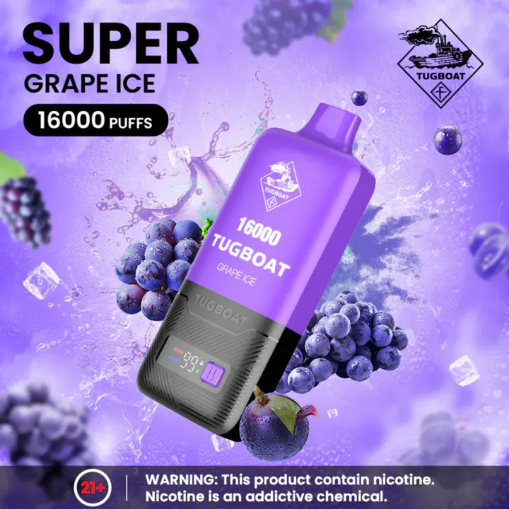 Grape Ice - Tugboat Super 16000 Puffs Disposable Vape Pod 5% Nicotine in Dubai, UAE