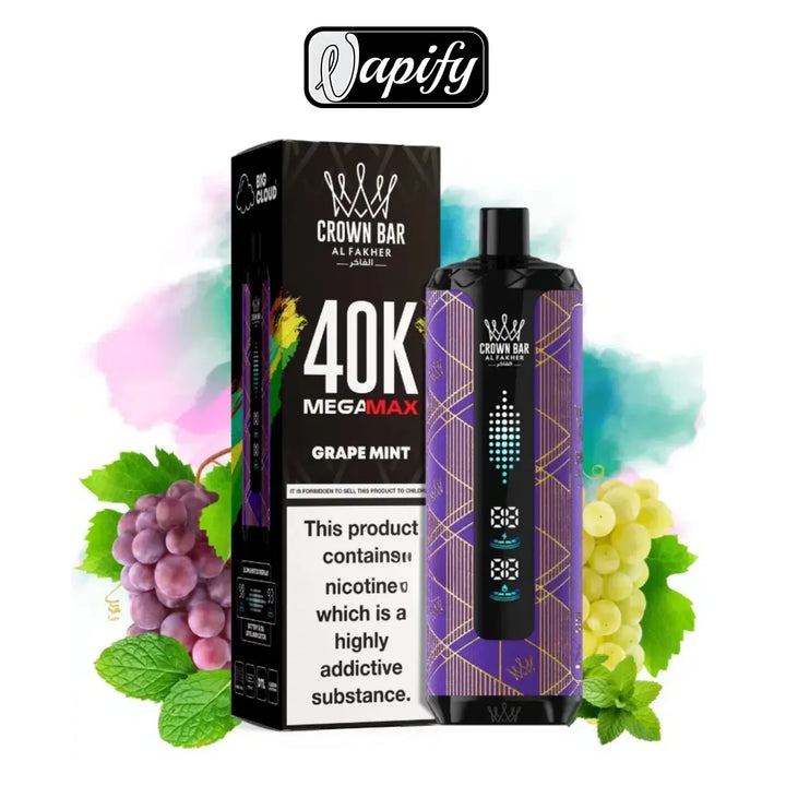 Grape Mint - Crown Bar Al Fakher Mega Max 40000 Puffs in Dubai, UAE