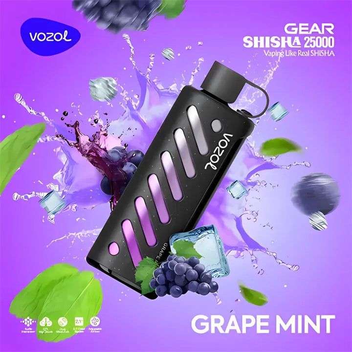 Grape Mint - VOZOL Gear Shisha 25000 Puffs Dual Mode Disposable Vape 5mg in Dubai, UAE