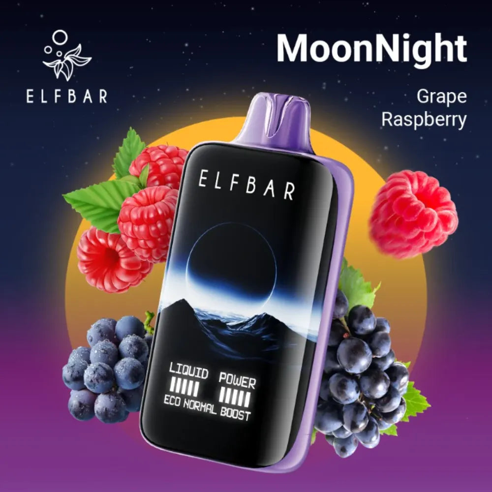 Grape Raspberry - ELFBAR Moon Night 40000 Puffs Disposable Vape 50mg in Dubai, UAE  