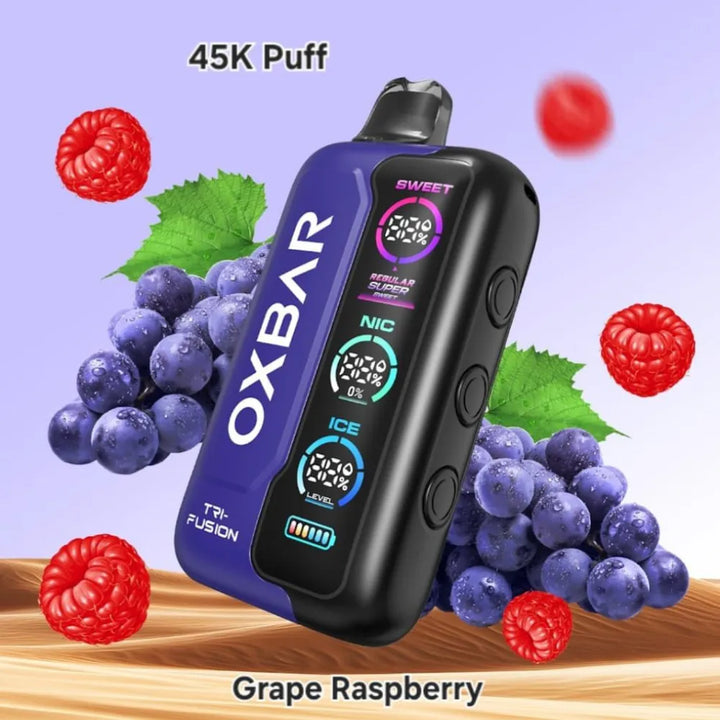 Grape Raspberry - OXBAR TRI Fusion 45000 Puffs Disposable Vape in Dubai, UAE