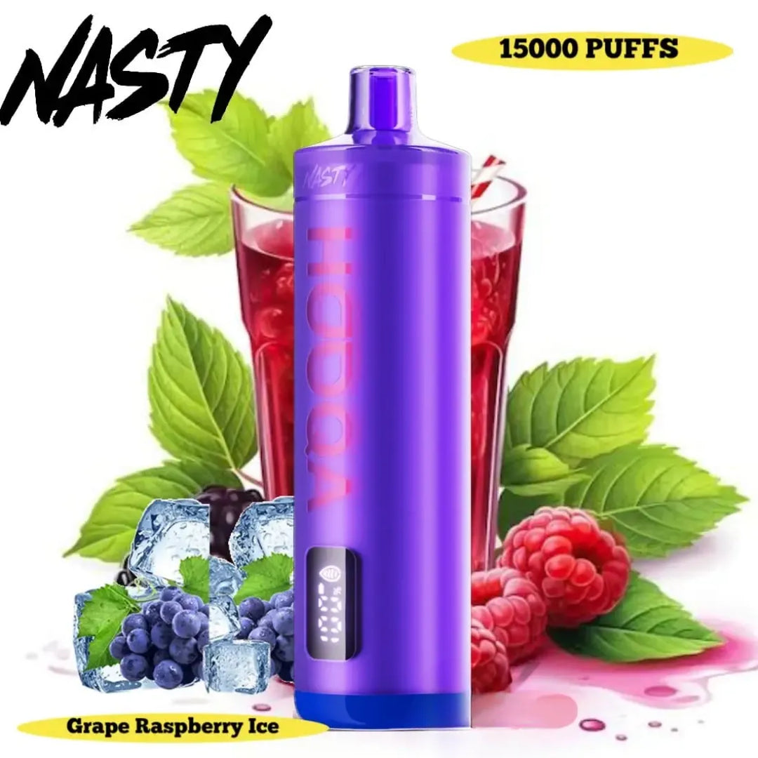 Grape Raspberry Ice -  Nasty Bar Hooqa DF15KI 15000 Puffs Shisha Disposable Vape in Dubai, UAE