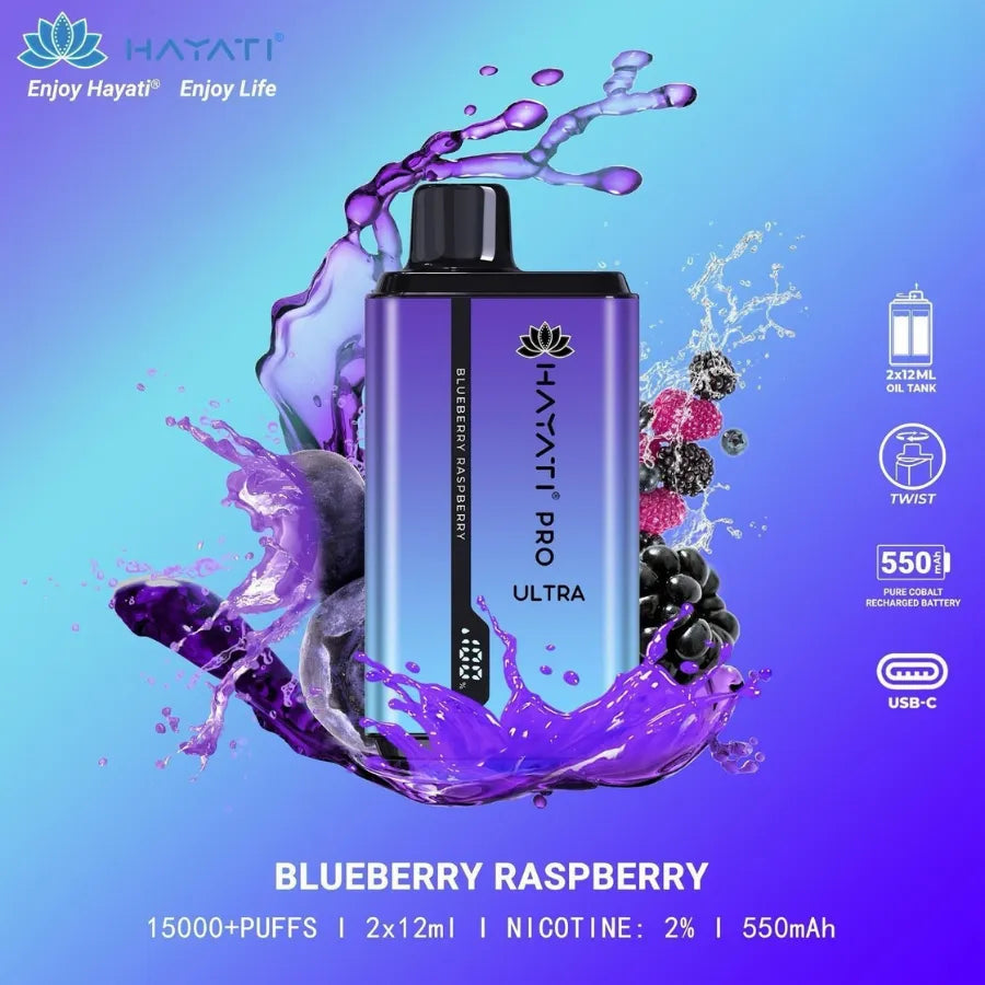 Blueberry Raspberry  - HAYATI Pro Ultra 15000 Puffs 20mg Nicotine Disposable Vape in Dubai, UAE