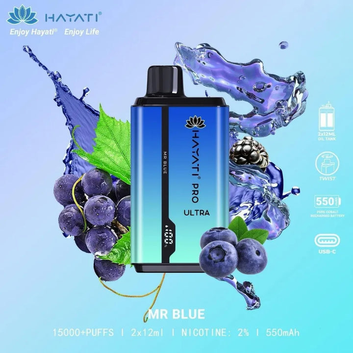 Mr. Blue  - HAYATI Pro Ultra 15000 Puffs 20mg Nicotine Disposable Vape in Dubai, UAE