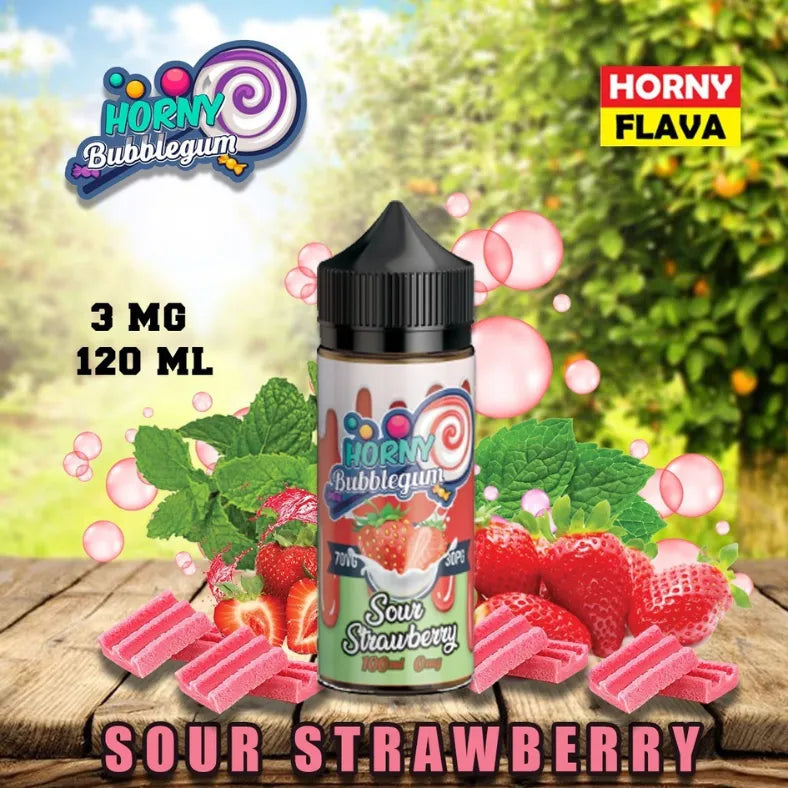 HORNYFLAVA120mlE-Liquid3mgVapeJuice-SourStrawberry