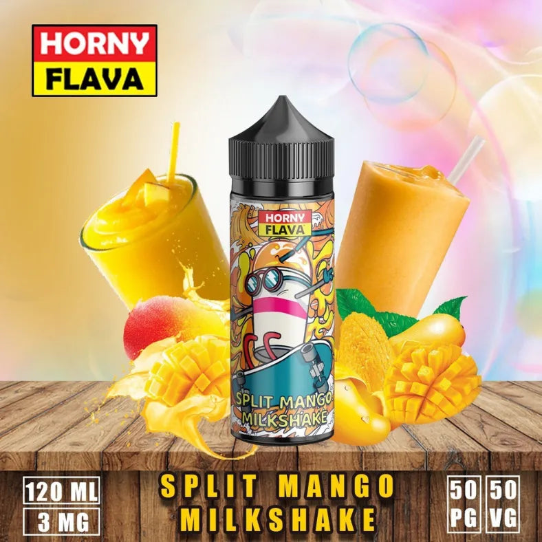 HORNYFLAVA120mlE-Liquid3mgVapeJuice-SplitMangoMilkshake