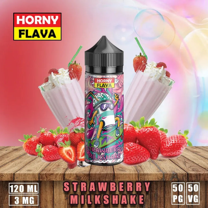 HORNYFLAVA120mlE-Liquid3mgVapeJuice-StrawberryMilkshake