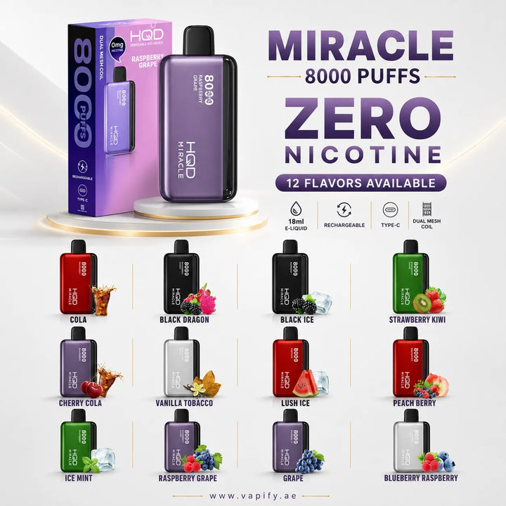 HQD Miracle 8000 Puffs Zero Nicotine