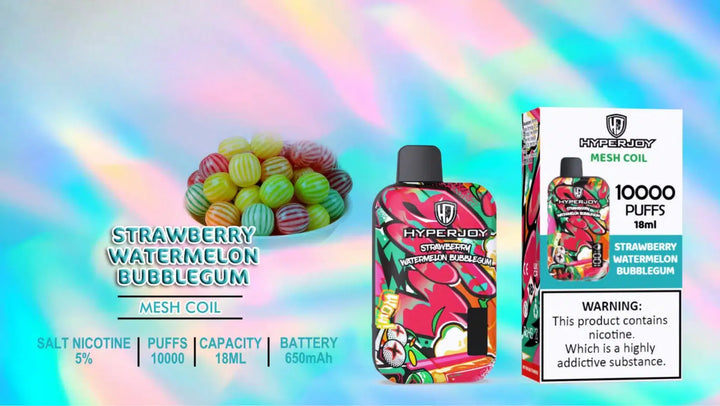 HYPERJOY 10000 Puffs Disposable Vape-  Strawberry Watermelon Bubblegum