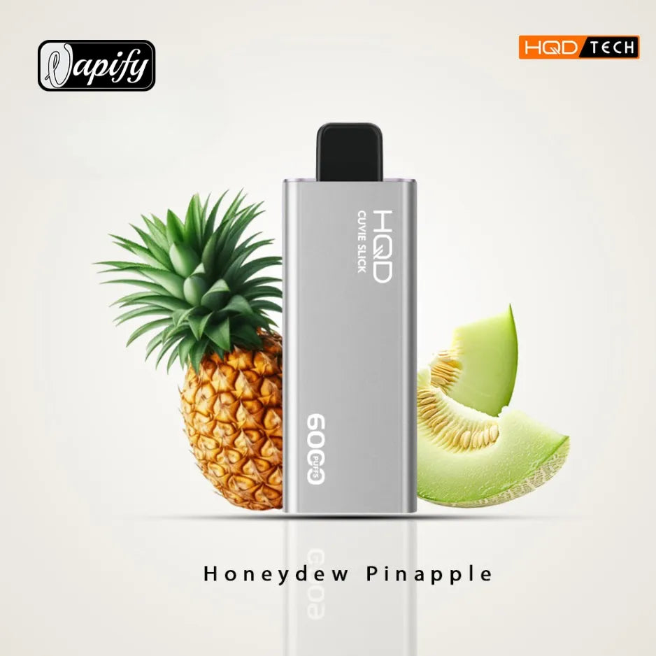 Honeydew Pineapple - HQD Cuvie Slick 6000 Puffs Disposable Vape 2% Nicotine in Dubai, UAE
