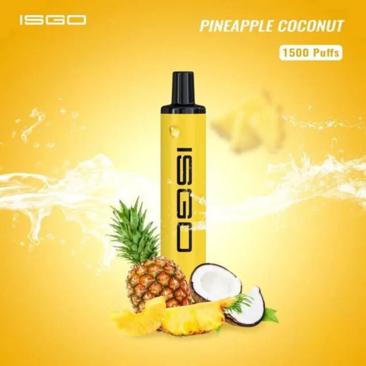 Pineapple Coconut - ISGO Paris 1500 Puffs Disposable Vape in Dubai, UAE