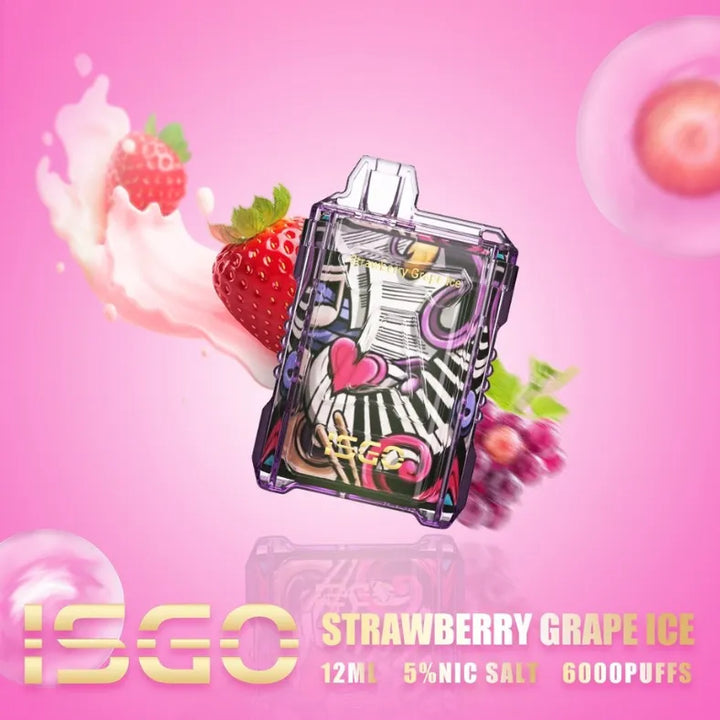Strawberry Grape Ice  - ISGO 6000 Puffs Disposable Vape in Dubai, UAE