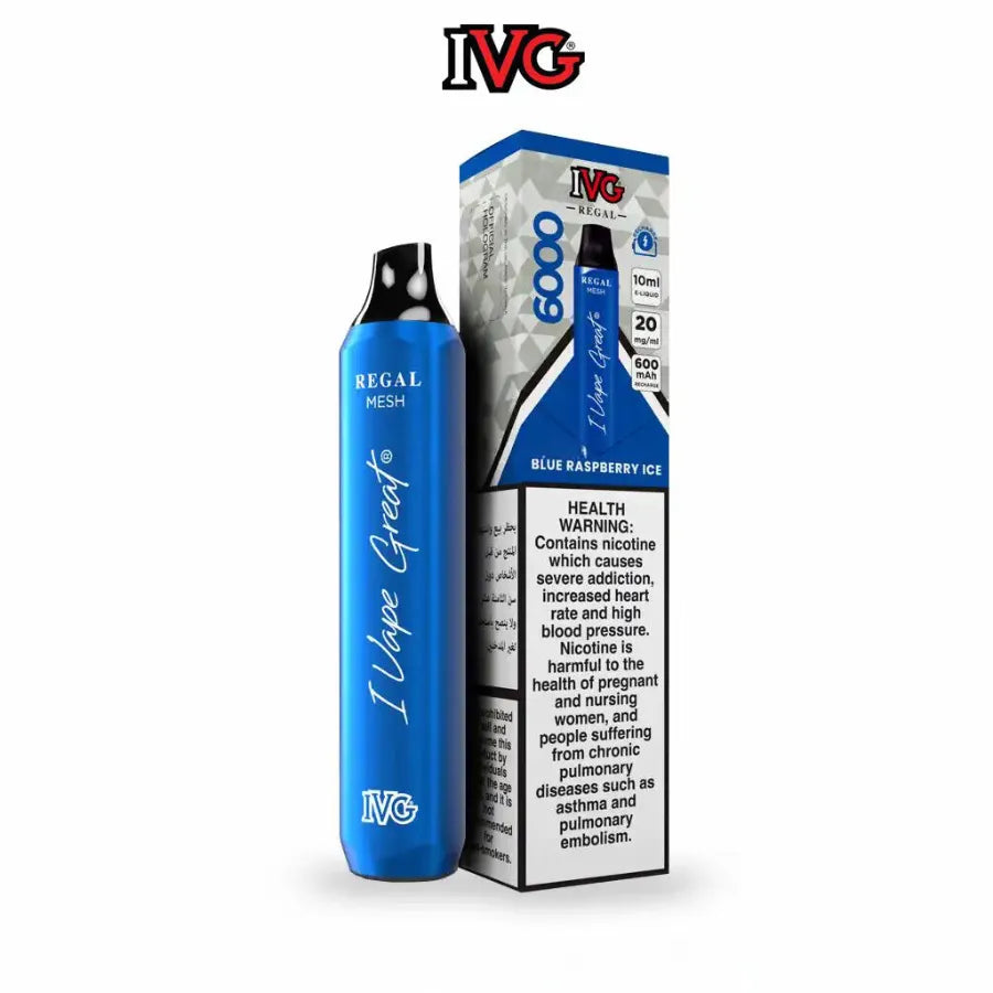 Blue Raspberry Ice - IVG Regal 6000 Puffs Disposable Vape 20mg Nicotine in Dubai, UAE