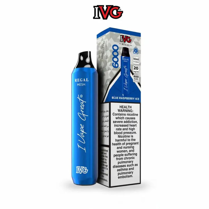 Blue Raspberry Ice - IVG Regal 6000 Puffs Disposable Vape 20mg Nicotine in Dubai, UAE