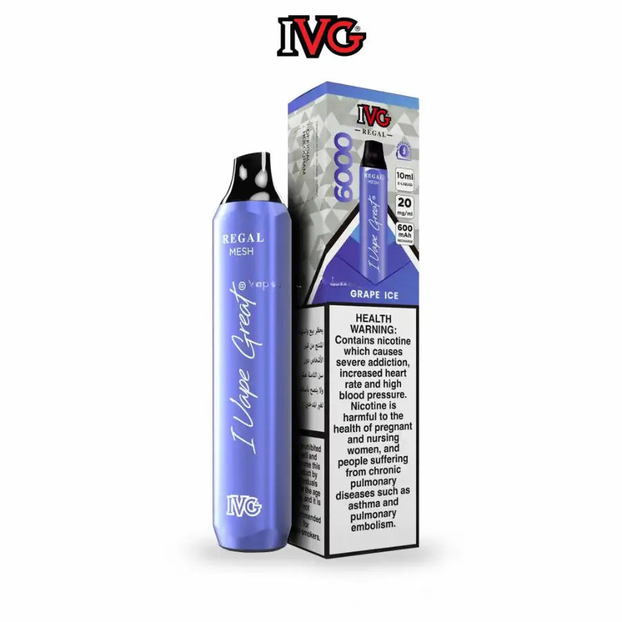 Grape Ice- IVG Regal 6000 Puffs Disposable Vape 20mg Nicotine in Dubai, UAE
